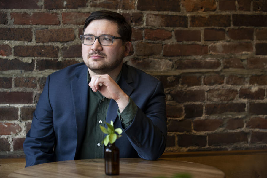 John Vilanova posed for a portrait at Jezabel’s Café in Philadelphia, Pa., on Thursday, January 16, 2020. Vilanova, a professor at Lehigh University, is writing a book about racial attitudes and the Grammys.